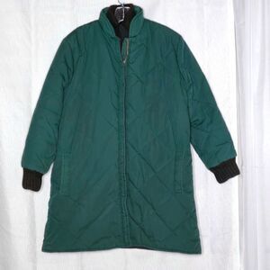 Sears Vintage Tall Quilted Reversible Forest Green & Brown Zip Front Barn Coat